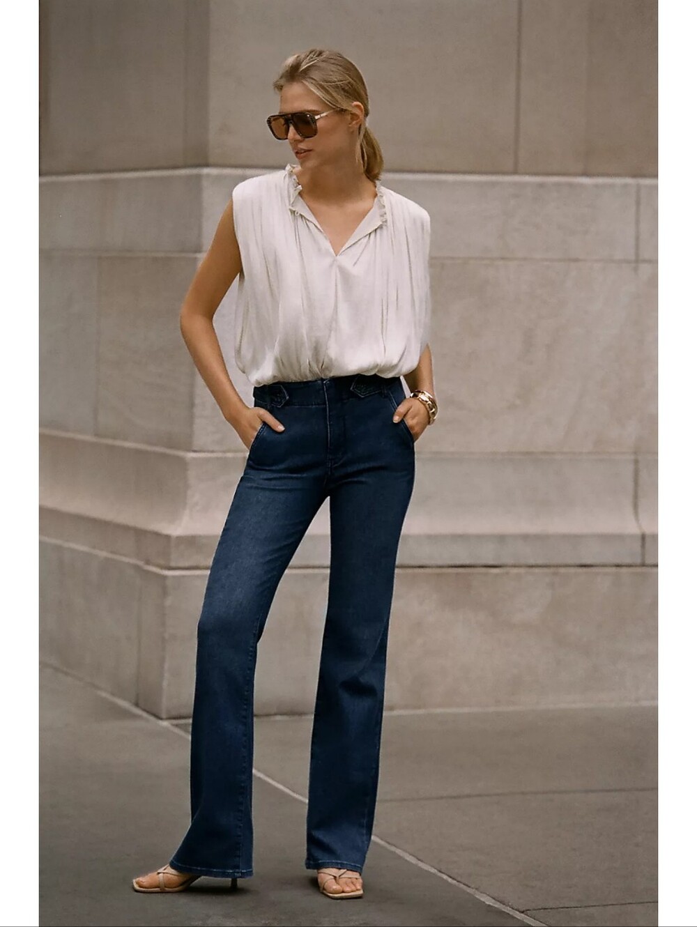 Anthropologie Dark Blue High-Rise Flare Jeans